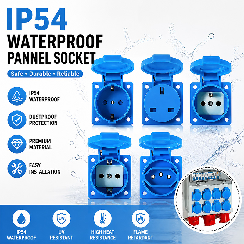 Outdoor Power Parts - IP54 16A Waterproof Industrial Panel Socket